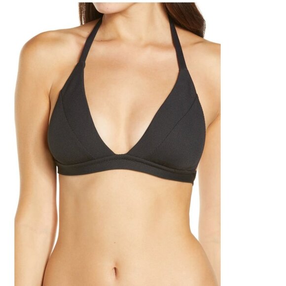 Becca Fine Line Halter Bikini Top Black L - Picture 1 of 5